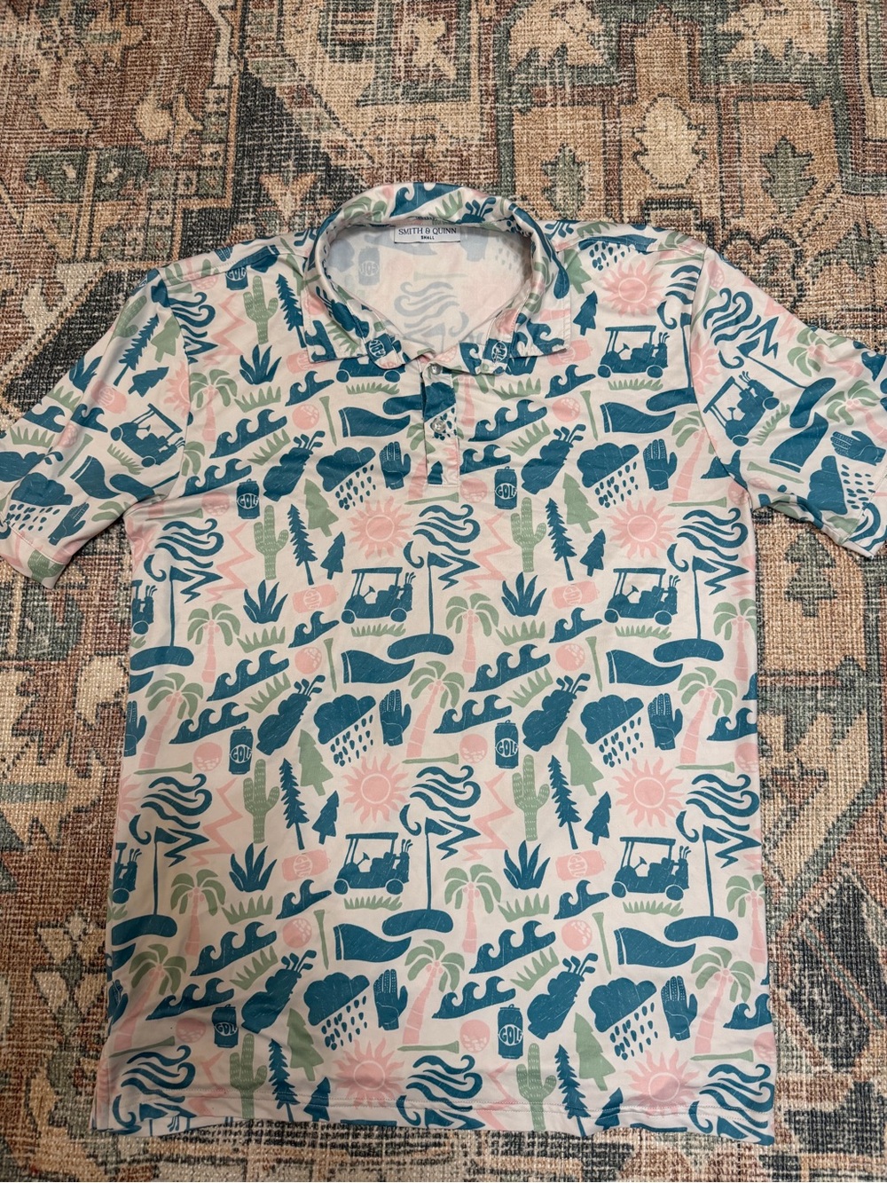 Men's Patterned Polo Shirt - Pastel Multi